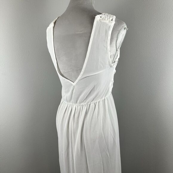 NWT Cupshe Knit Semi Sheer Cover-Up Maxi Dress Macrame White Vacation Beach - Picture 10 of 13